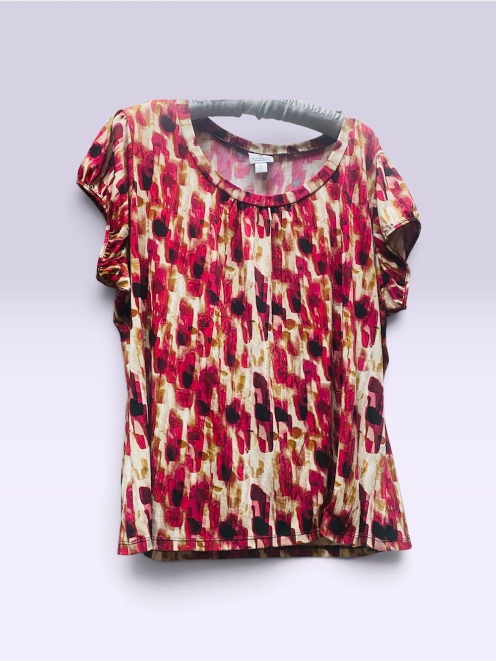 Worthington Multicolor Abstract Print Short Sleeve Tank Top 2x